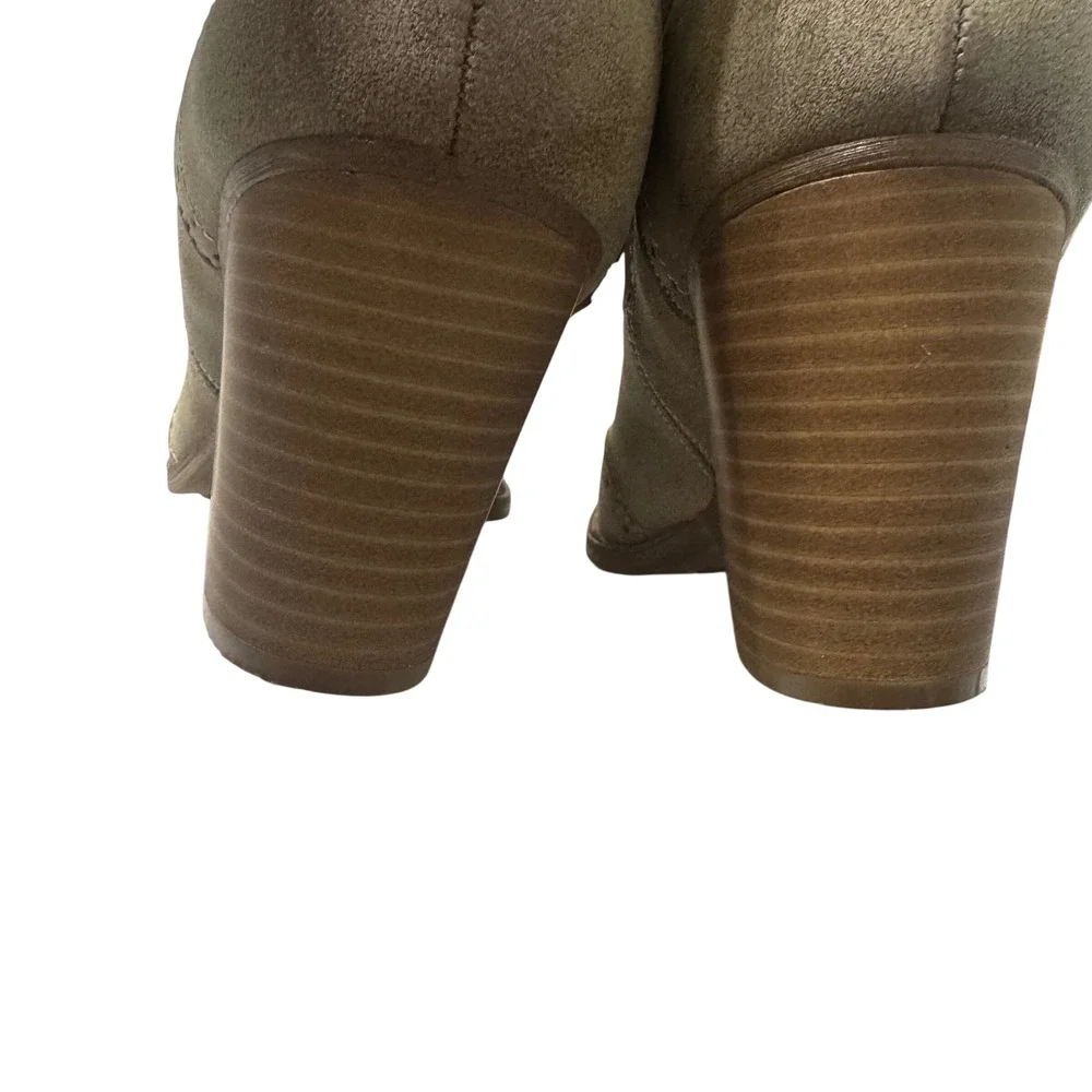 Eurosoft Ankle Boots Womens 8.5M Tan Fair Brogue Wingtip Stacked Heel Booties
